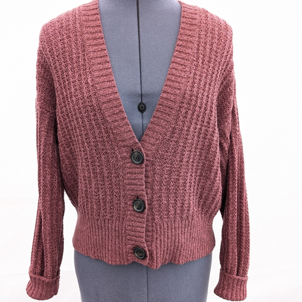 Women's Pink Knit Cardigan Sweater